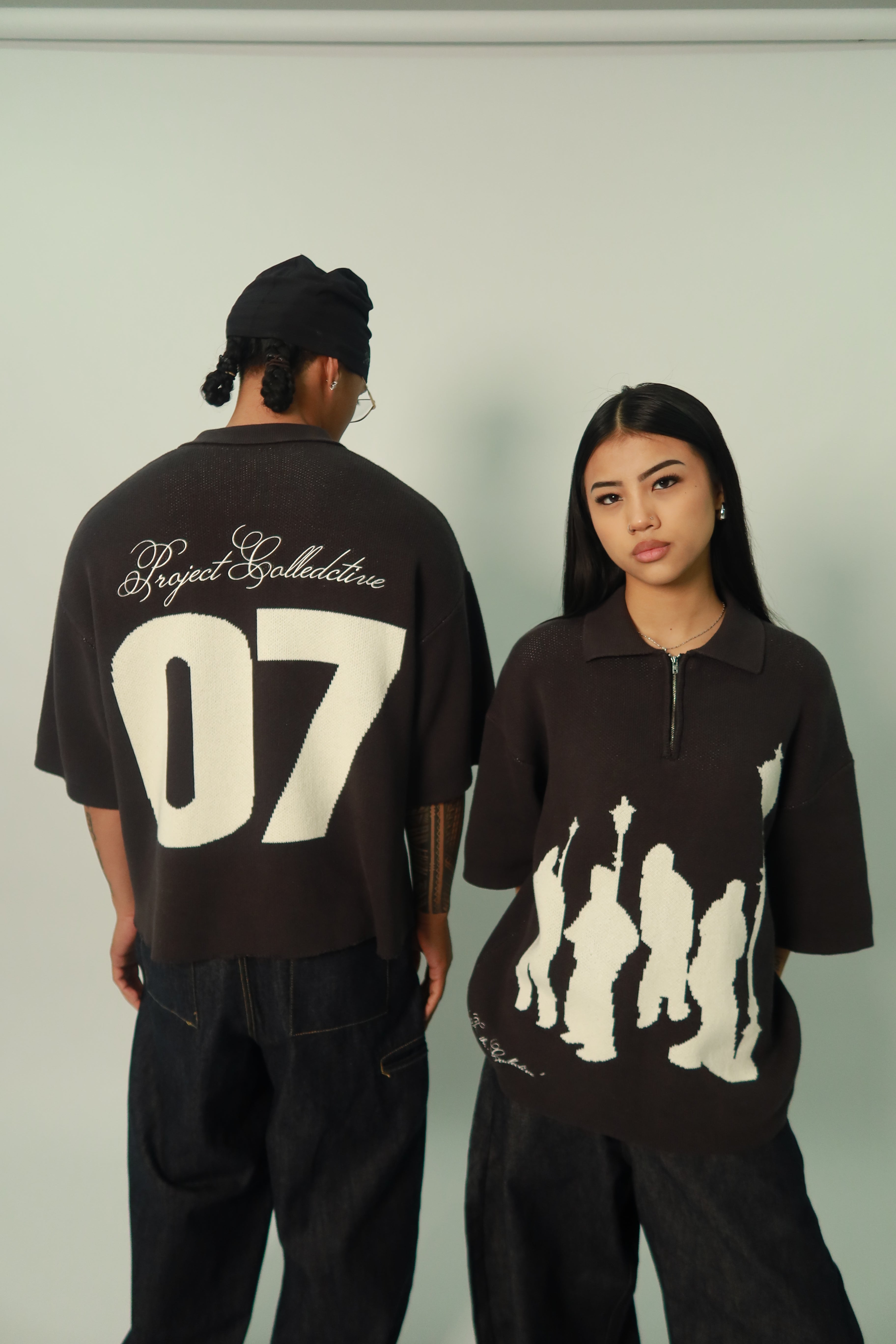 "For the collective" knit polo tee