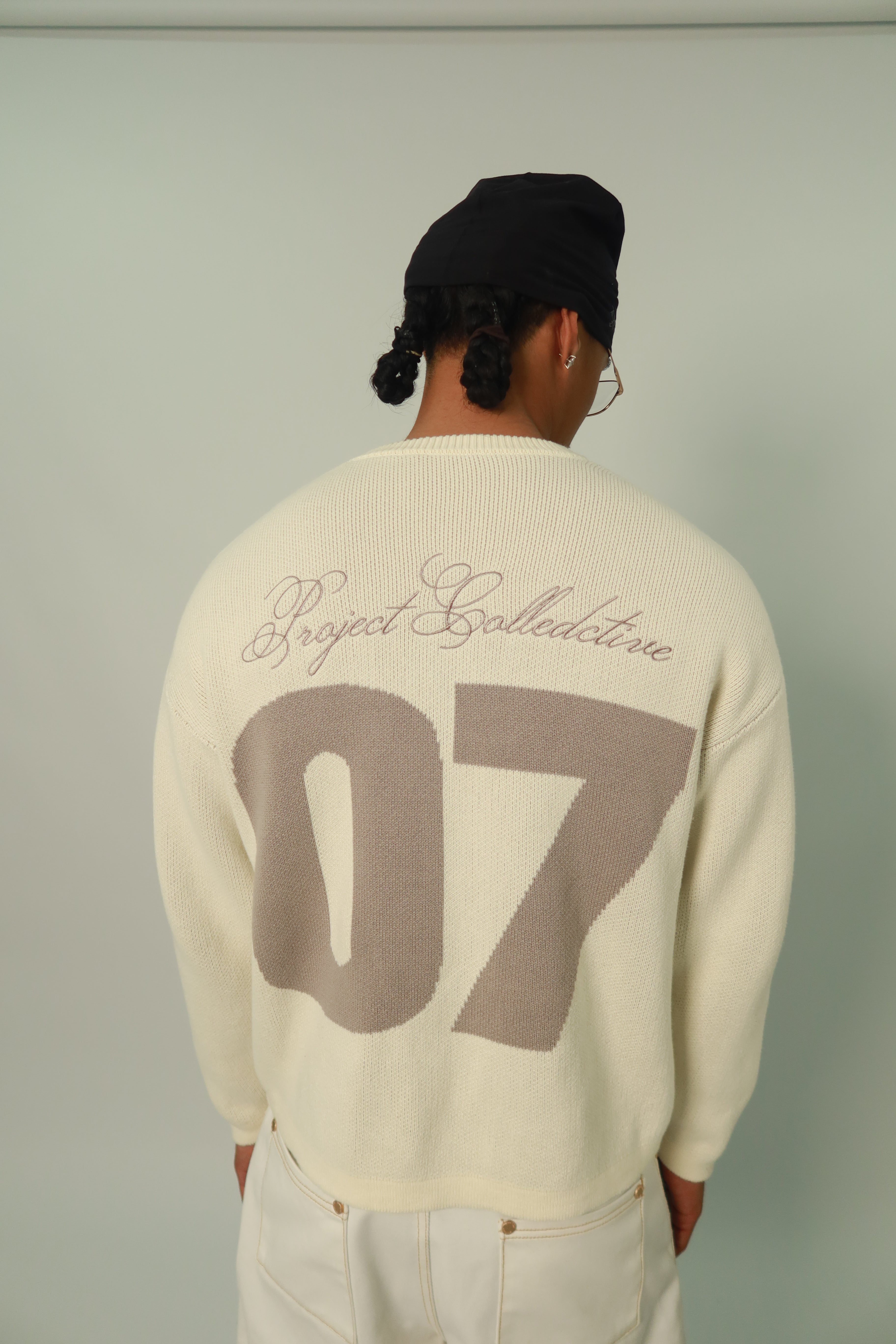 "For the collective" knit crewneck sweater (Bone Beige)