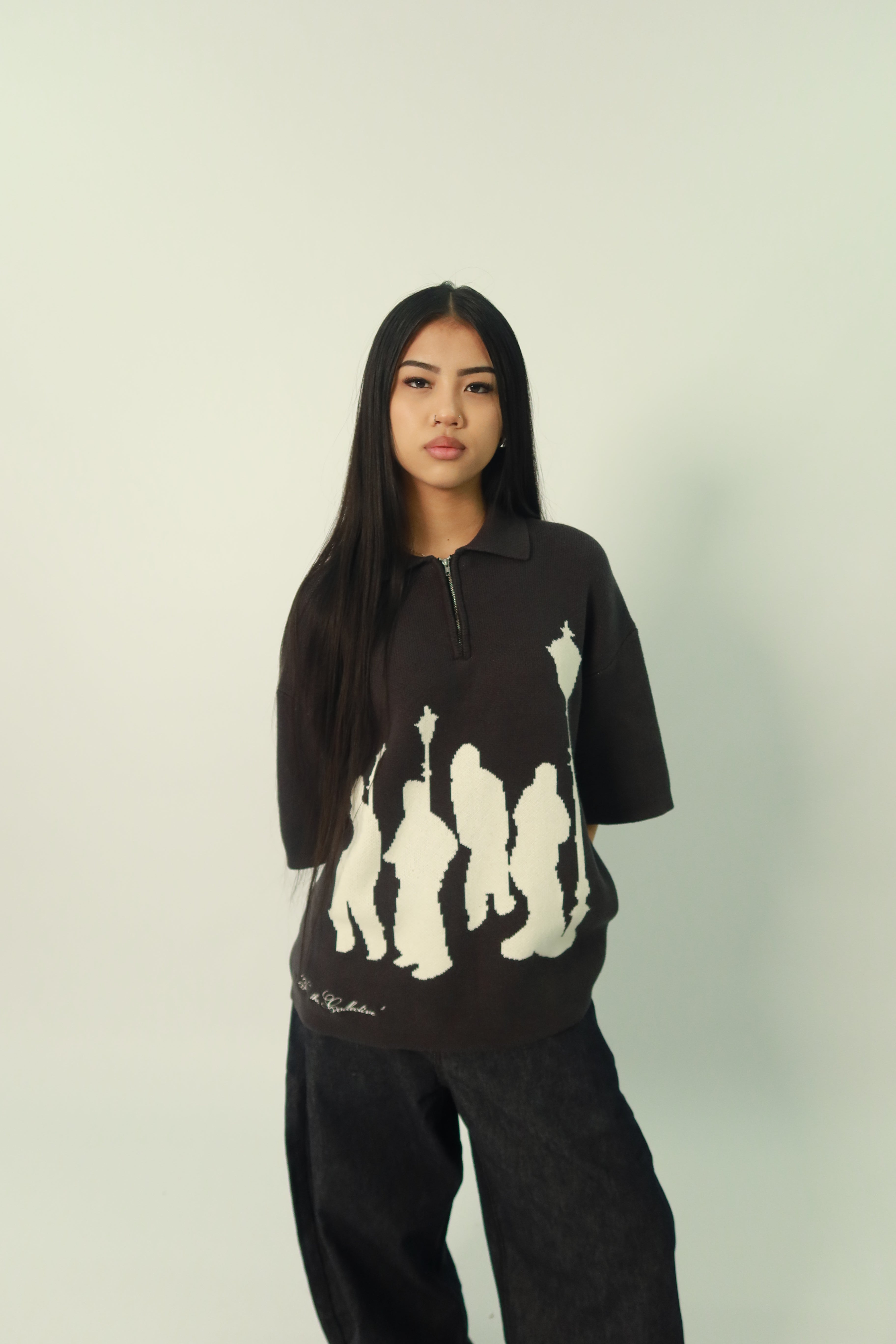 "For the collective" knit polo tee